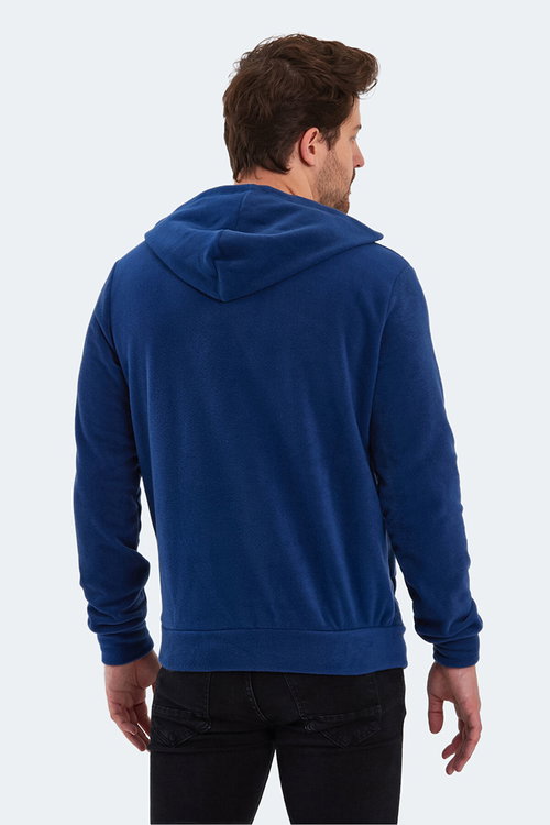 Slazenger SAMSON 2 li set Erkek Fermuarlı Kapüşonlu Cepli Siyah - İndigo Sweatshırt