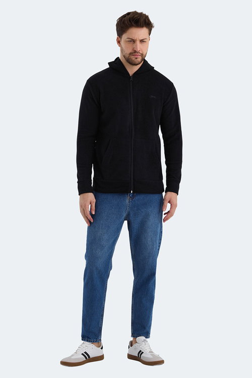 Slazenger SAMSON 2 li set Erkek Fermuarlı Kapüşonlu Cepli Siyah - İndigo Sweatshırt