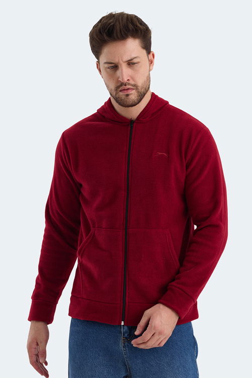 Slazenger SAMSON 2 li set Erkek Fermuarlı Kapüşonlu Cepli Haki - Bordo Sweatshirt