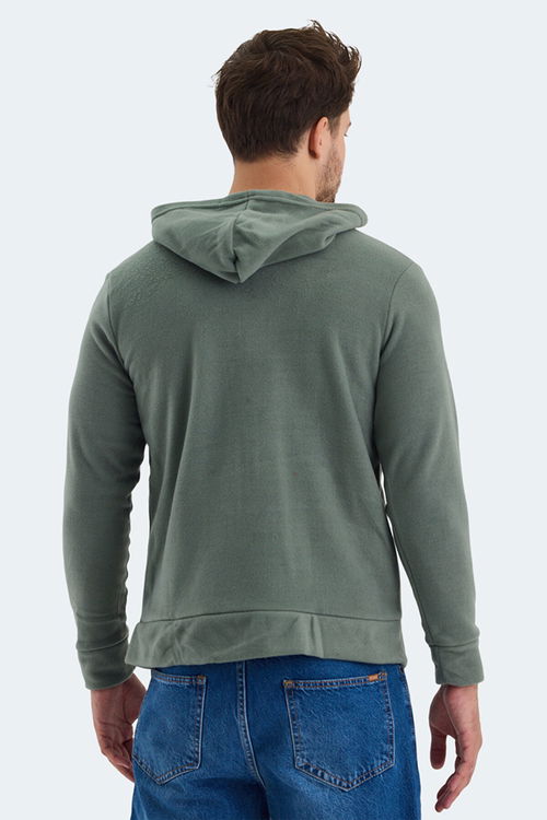 Slazenger SAMSON 2 li set Erkek Fermuarlı Kapüşonlu Cepli Haki - Bordo Sweatshirt