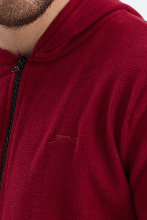 Slazenger SAMSON 2 li set Erkek Fermuarlı Kapüşonlu Cepli Haki - Bordo Sweatshirt