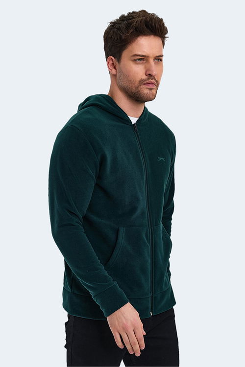 Slazenger SAMSON 2 li set Erkek Fermuarlı Kapüşonlu Cepli İndigo - Koyu Yeşil Sweatshirt