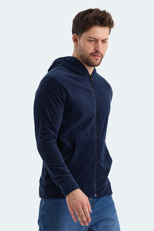 Slazenger SAMSON 2 li set Erkek Fermuarlı Kapüşonlu Cepli Siyah - Lacivert Sweatshirt