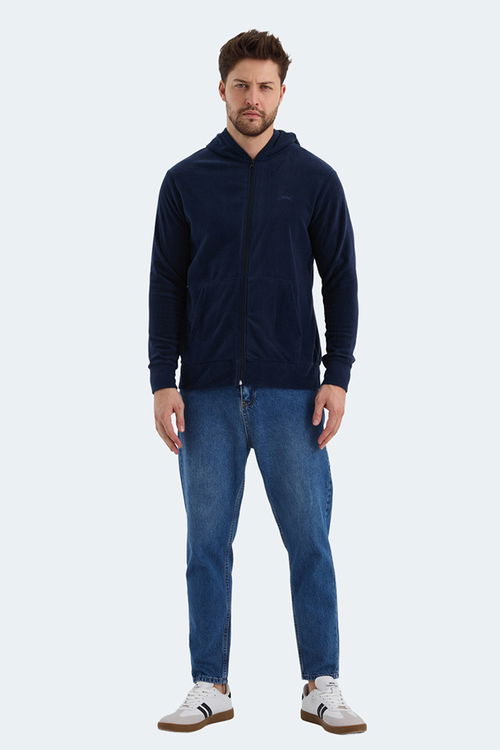 Slazenger SAMSON 2 li set Erkek Fermuarlı Kapüşonlu Cepli Siyah - Lacivert Sweatshirt