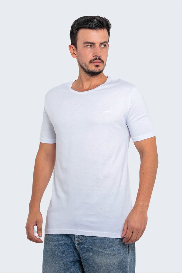 Slazenger SANDER KTN Büyük Beden Erkek T-Shirt Beyaz