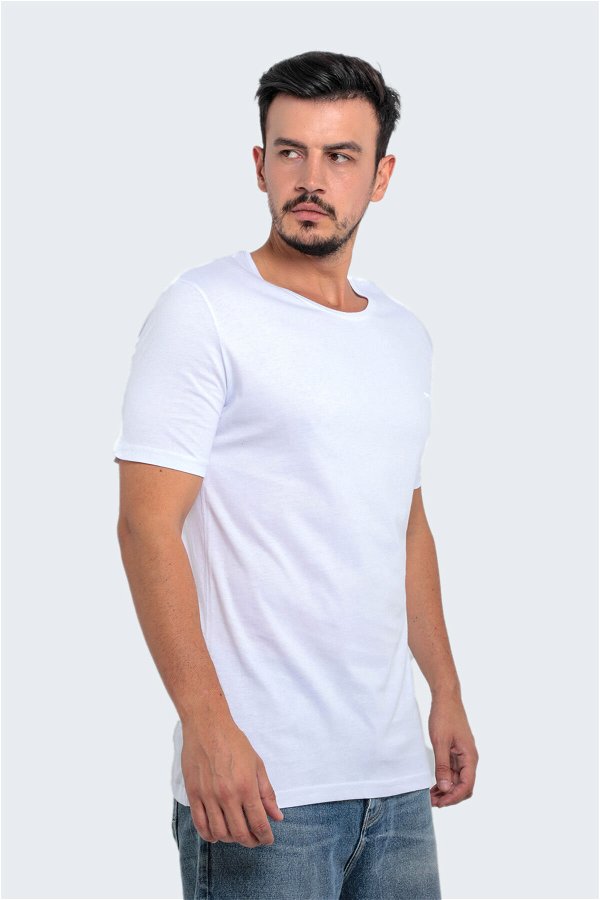 SANDER KTN Büyük Beden Erkek Kısa Kollu T-Shirt Beyaz