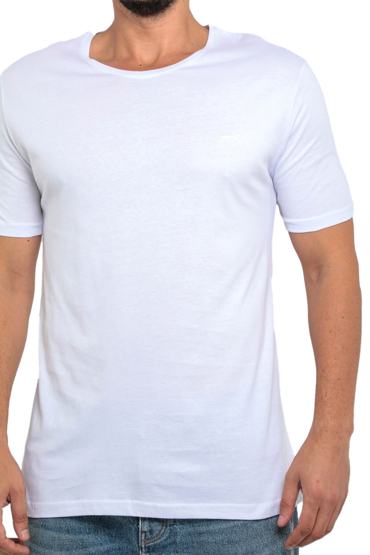 SANDER KTN Büyük Beden Erkek Kısa Kollu T-Shirt Beyaz - Thumbnail
