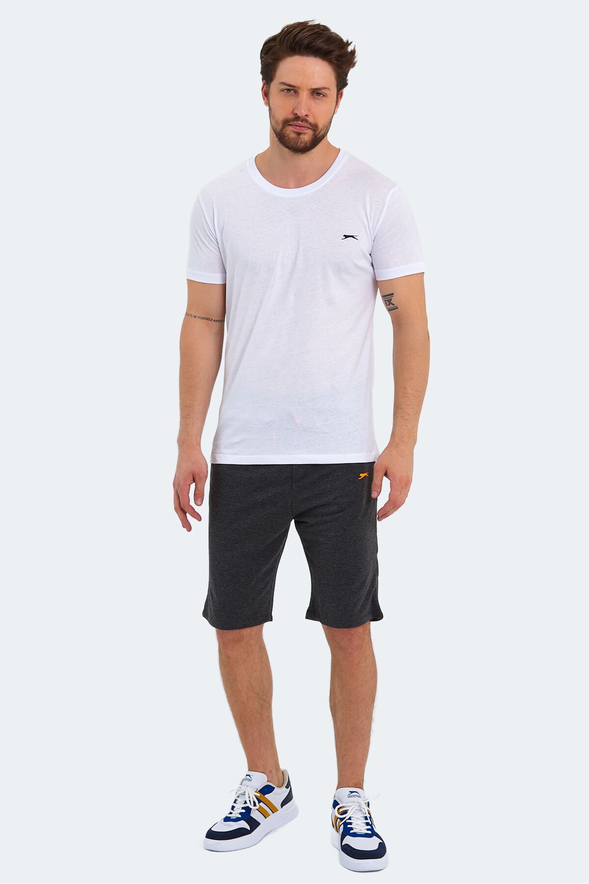 Slazenger SANDER KTN Erkek Kısa Kol T-Shirt Beyaz - Thumbnail