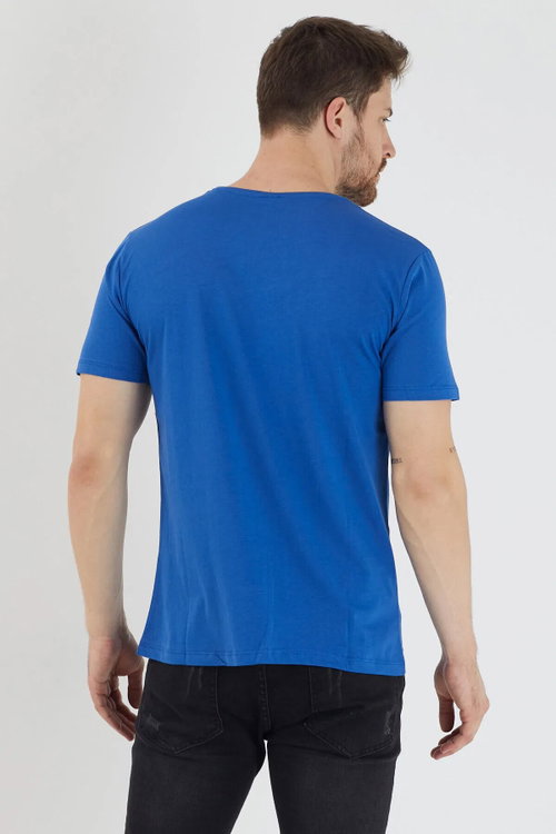 Slazenger SANDER KTN 5 li Set Erkek Beyaz - Siyah - Gri - Saks Mavi - Lacivert Tişört