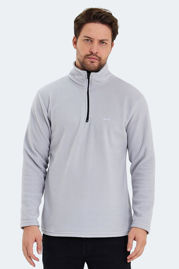 Slazenger SANNE IN Erkek Dik Yaka Fermuarlı Gri Polar