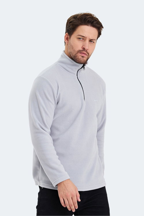Slazenger SANNE IN Erkek Dik Yaka Fermuarlı Gri Polar