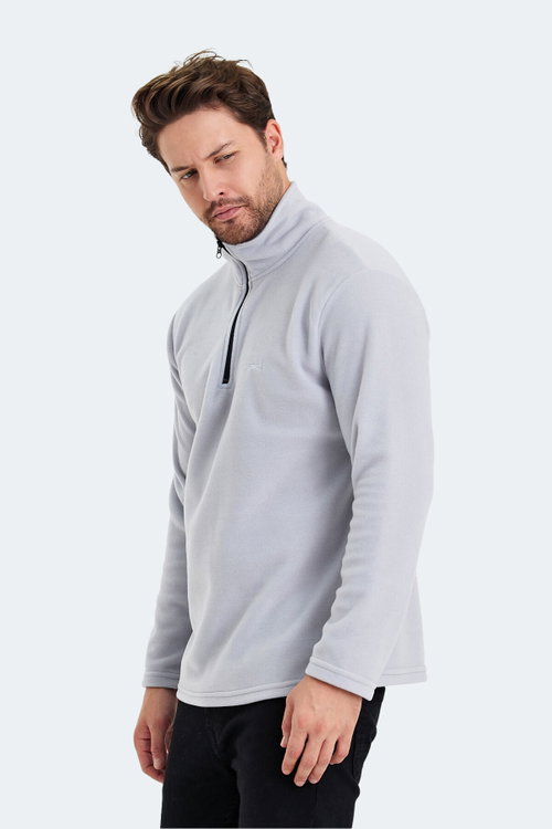 Slazenger SANNE IN Erkek Dik Yaka Fermuarlı Gri Polar