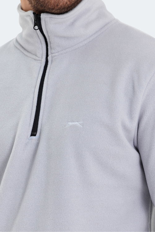 Slazenger SANNE IN Erkek Dik Yaka Fermuarlı Gri Polar