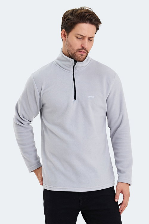Slazenger SANNE IN Erkek Dik Yaka Fermuarlı Gri Polar
