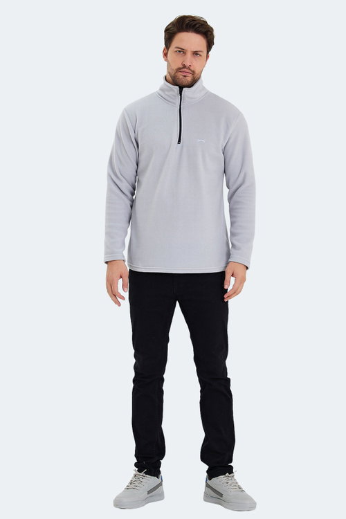 Slazenger SANNE IN Erkek Dik Yaka Fermuarlı Gri Polar