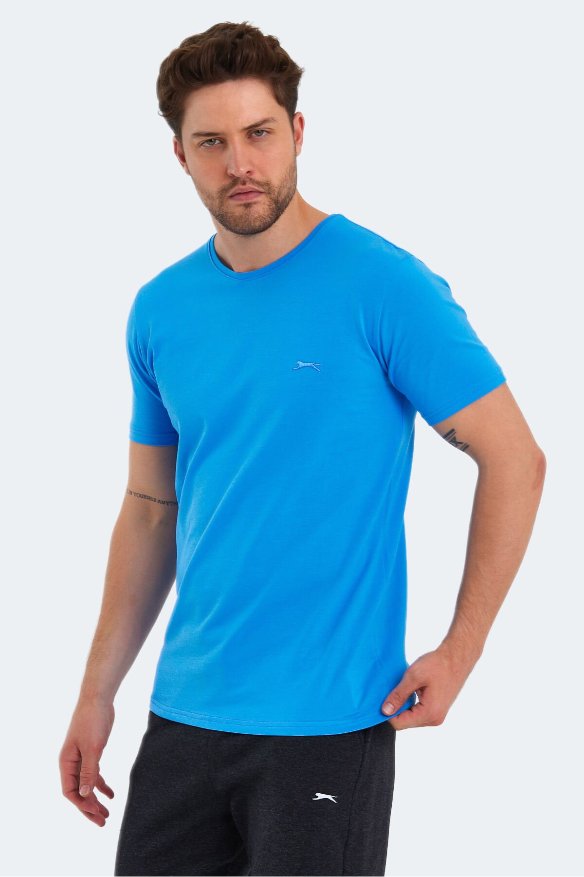 Slazenger SANNI Erkek Kısa Kol T-Shirt Mavi - Thumbnail