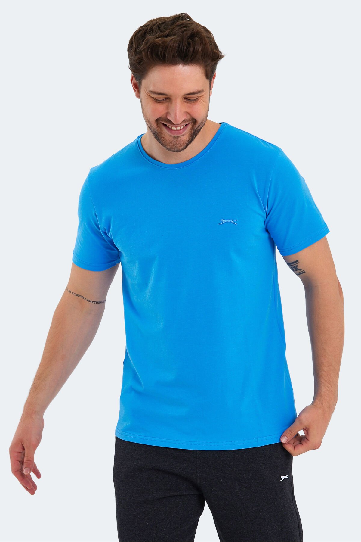Slazenger SANNI Erkek Kısa Kol T-Shirt Mavi - Thumbnail