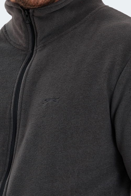 Slazenger SANSA 2 Lİ SET Erkek Fermuarlı Dik Yaka Cepli Gri - Koyu Gri Polar