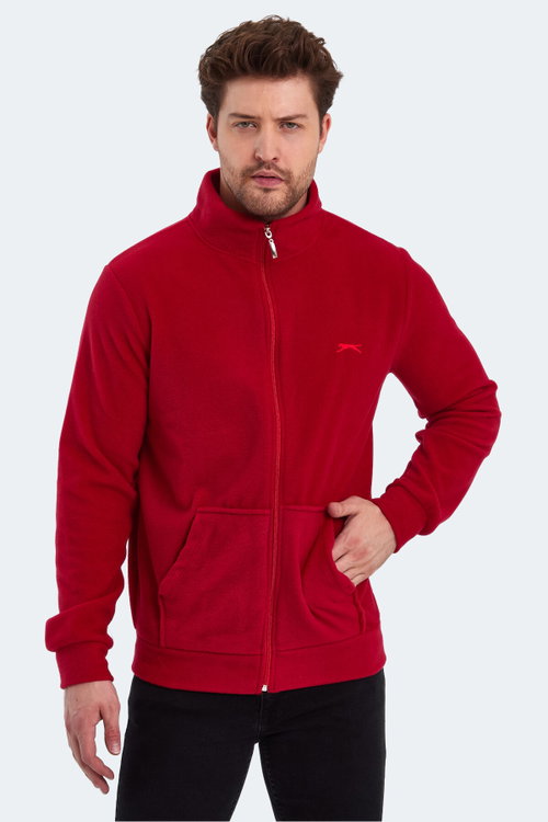 Slazenger SANSA 2 Lİ SET Erkek Fermuarlı Dik Yaka Cepli Kırmızı - Haki Polar