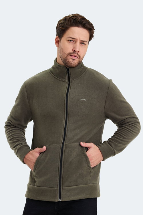 Slazenger SANSA 2 Lİ SET Erkek Fermuarlı Dik Yaka Cepli Kırmızı - Haki Polar