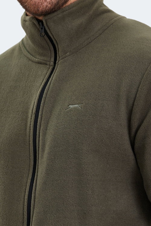 Slazenger SANSA 2 Lİ SET Erkek Fermuarlı Dik Yaka Cepli Kırmızı - Haki Polar