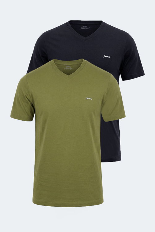 Slazenger SARGON 2 li Set Erkek Haki - Lacivert Tişört