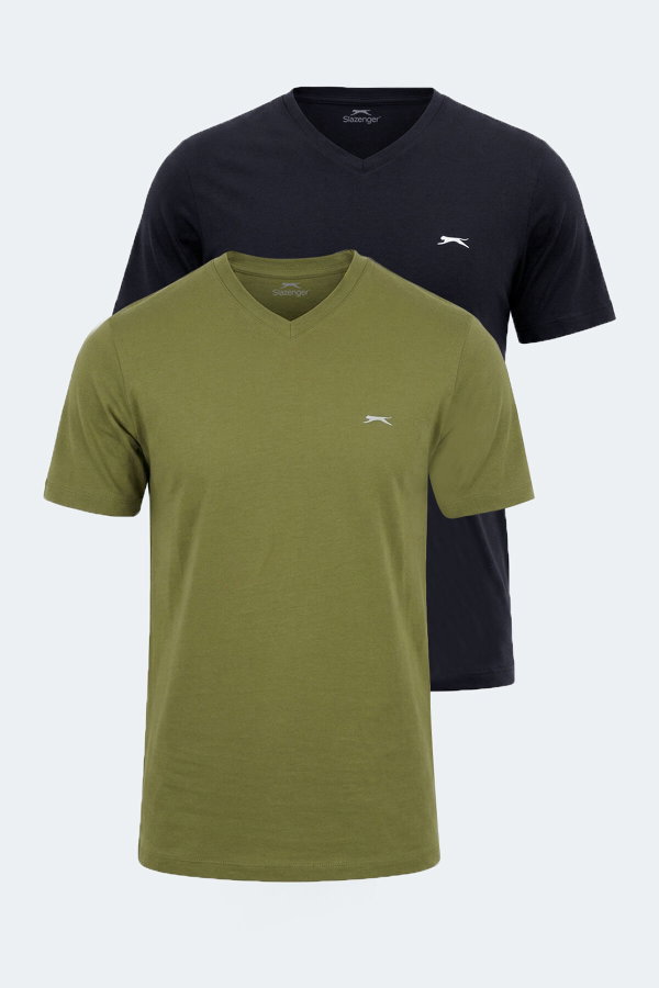 Slazenger SARGON 2 li Set Erkek Haki - Lacivert Tişört