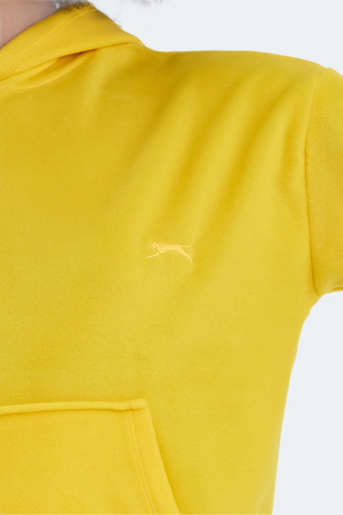 Slazenger SASSA 2 li set Kadın Kapüşonlu Cepli Sarı - Yeşil Sweatshırt