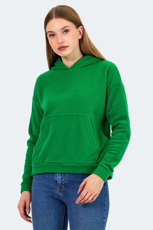 Slazenger SASSA 2 li set Kadın Kapüşonlu Cepli Sarı - Yeşil Sweatshırt