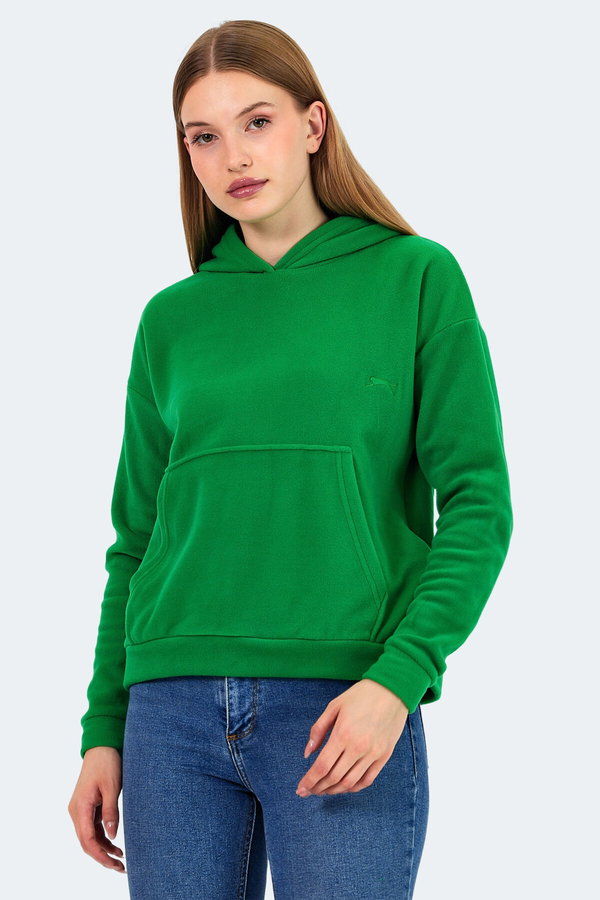 Slazenger SASSA 2 li set Kadın Kapüşonlu Cepli Sarı - Yeşil Sweatshırt