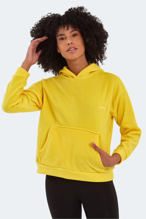 Slazenger SASSA 2 li set Kadın Kapüşonlu Cepli Sarı - Yeşil Sweatshırt