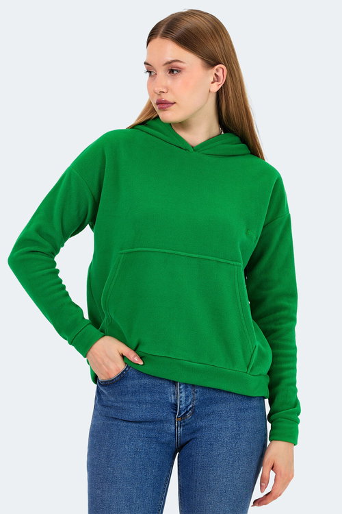 Slazenger SASSA 2 li set Kadın Kapüşonlu Cepli Sarı - Yeşil Sweatshırt