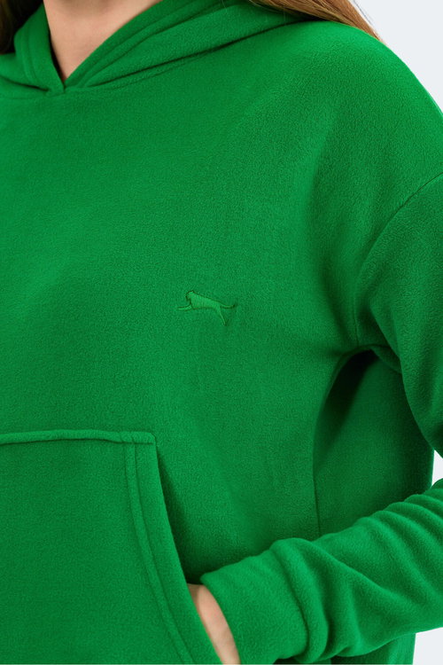 Slazenger SASSA 2 li set Kadın Kapüşonlu Cepli Sarı - Yeşil Sweatshırt