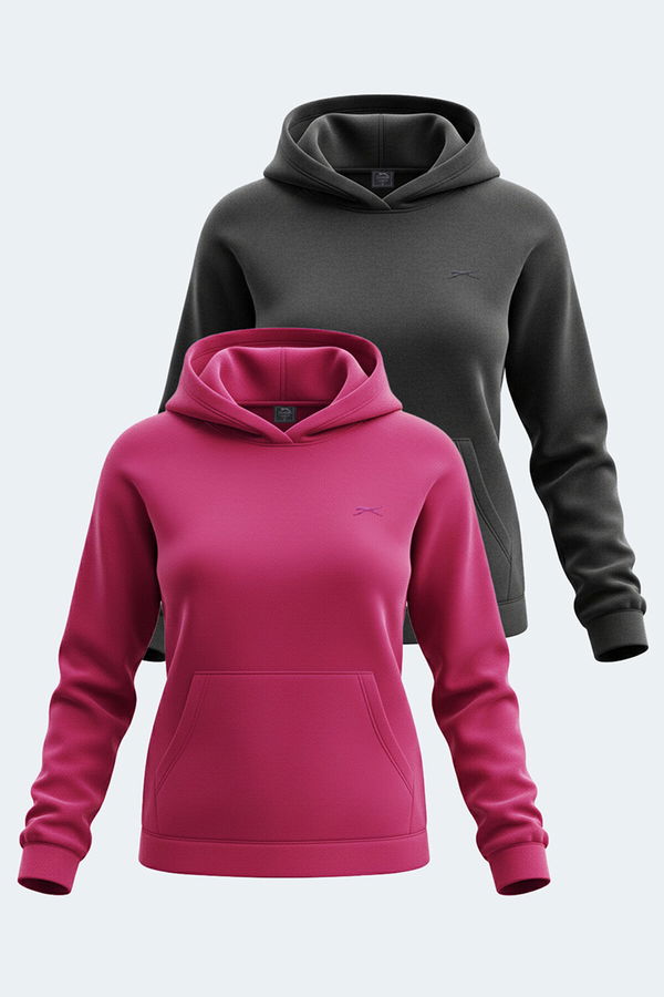 Slazenger SASSA 2 li set Kadın Siyah - Fuşya Sweatshirt