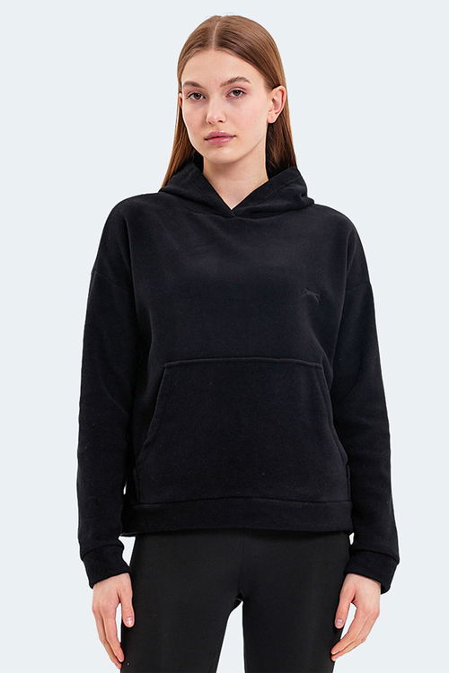 Slazenger SASSA 2 li set Kadın Kapüşonlu Cepli Siyah - Fuşya Sweatshirt