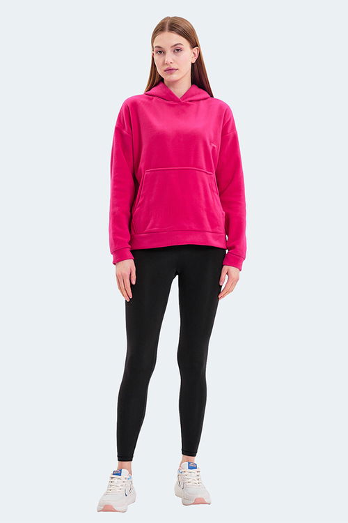 Slazenger SASSA 2 li set Kadın Kapüşonlu Cepli Siyah - Fuşya Sweatshirt
