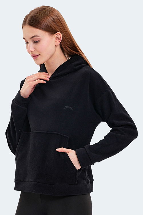 Slazenger SASSA 2 li set Kadın Kapüşonlu Cepli Siyah - Fuşya Sweatshirt