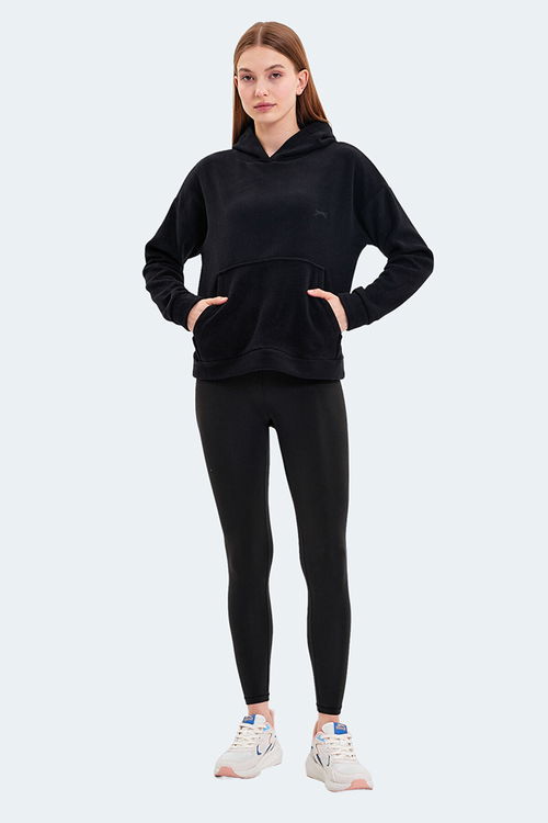 Slazenger SASSA 2 li set Kadın Kapüşonlu Cepli Siyah - Fuşya Sweatshirt