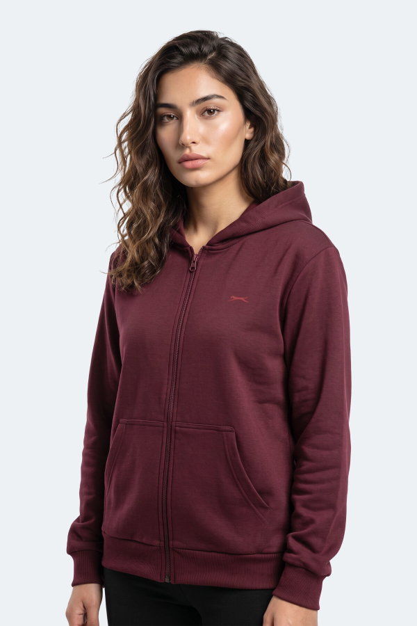 Slazenger SERA I Kadın Fermuarlı Bordo Sweatshırt