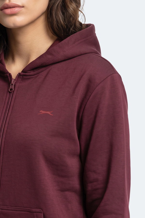 Slazenger SERA I Kadın Fermuarlı Bordo Sweatshırt