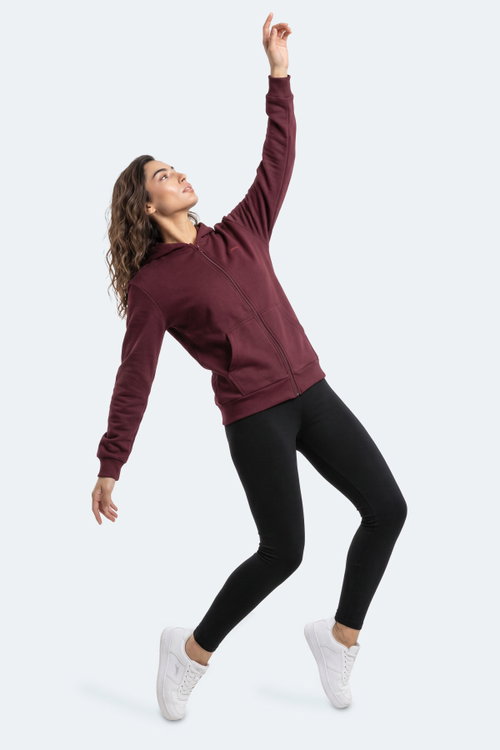 Slazenger SERA I Kadın Fermuarlı Bordo Sweatshırt