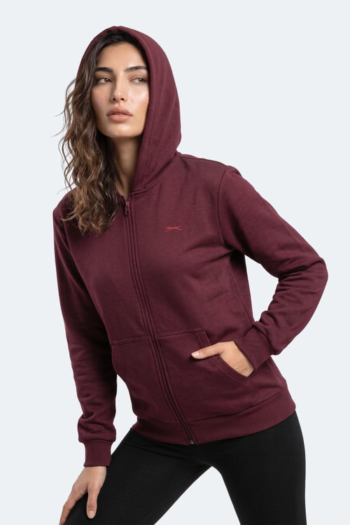 Slazenger SERA I Kadın Fermuarlı Bordo Sweatshırt