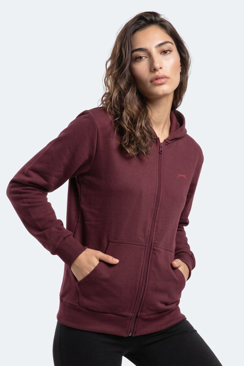Slazenger SERA I Kadın Fermuarlı Bordo Sweatshırt