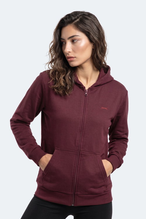 Slazenger SERA I Kadın Fermuarlı Bordo Sweatshırt