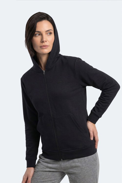 Slazenger SERA I Kadın Fermuarlı Siyah Sweatshırt