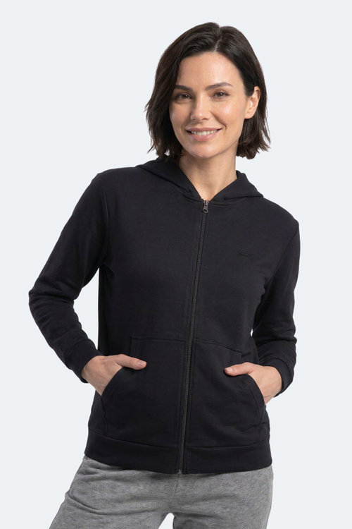 Slazenger SERA I Kadın Fermuarlı Siyah Sweatshırt