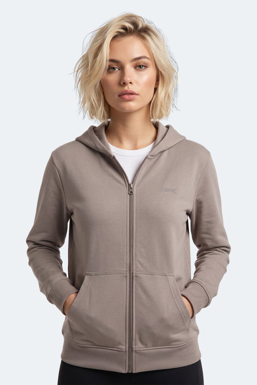 Slazenger SERA I Kadın Fermuarlı Gri Sweatshırt