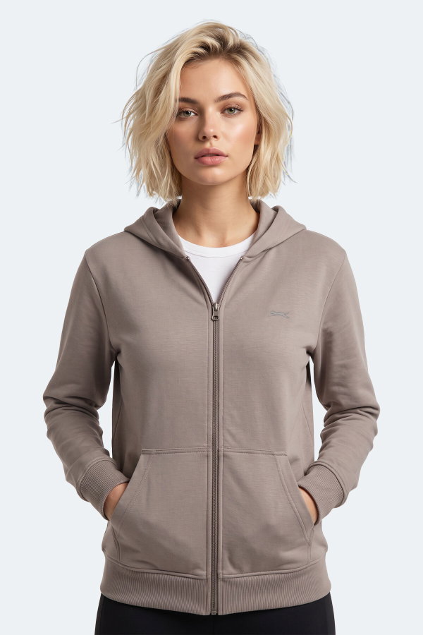 Slazenger SERA I Kadın Fermuarlı Gri Sweatshırt