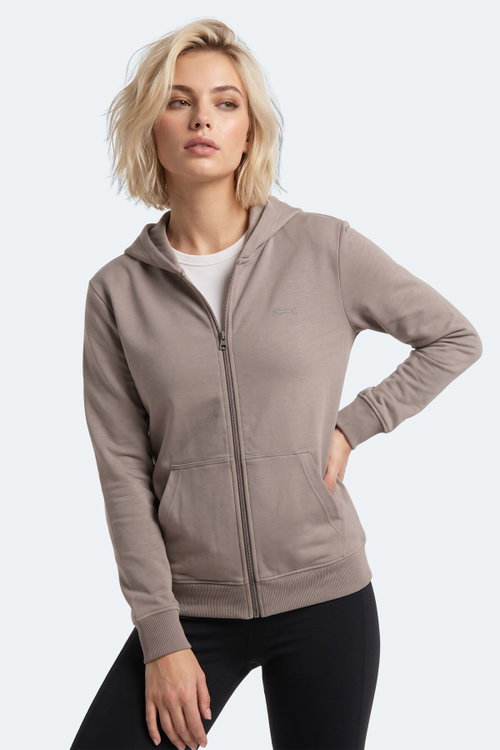 Slazenger SERA I Kadın Fermuarlı Gri Sweatshırt