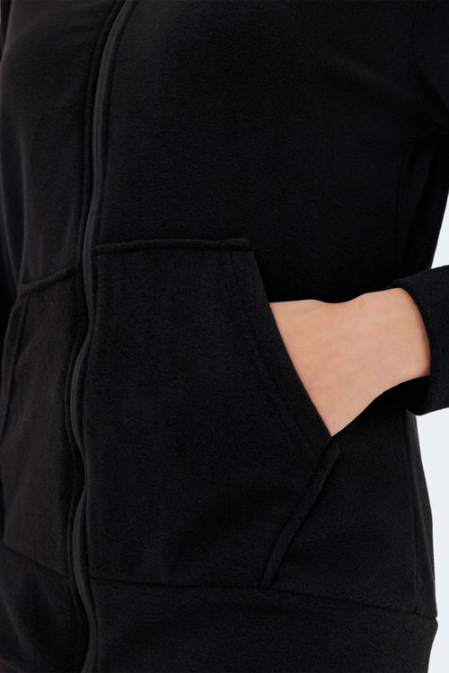 Slazenger SOFAL I Kadın Fermuarlı Kapüşonlu Cepli Siyah Polar